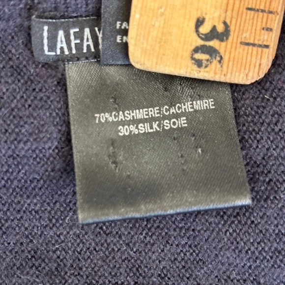 Lafayette 148 Cashmere Silk Sweater Sz M Navy Blue Slouchy Quiet Luxury Oversize - Picture 5 of 7